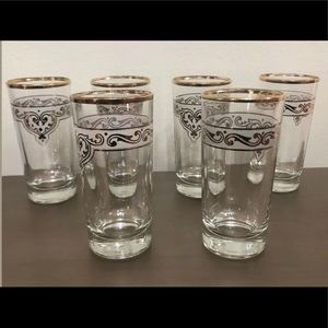 Set of 6 art of turkey gold trim glasses
